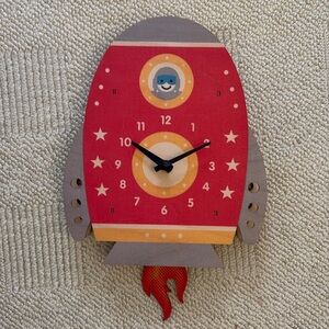 Modern Moose Popclox pendulum rocket ship astronaut wall clock